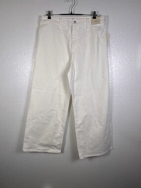 Universal Thread Women's High Rise Wide Leg White Denim Jeans Size 14